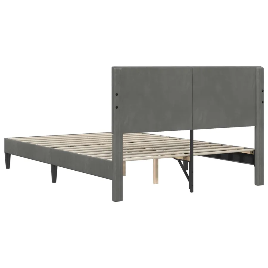Cadre de lit avec tête de lit Gris foncé 140 x 190 cm Velours - 6