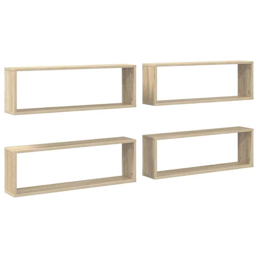 Wall cube shelves 4 pcs Sonoma oak 80x15x26.5 cm - 2