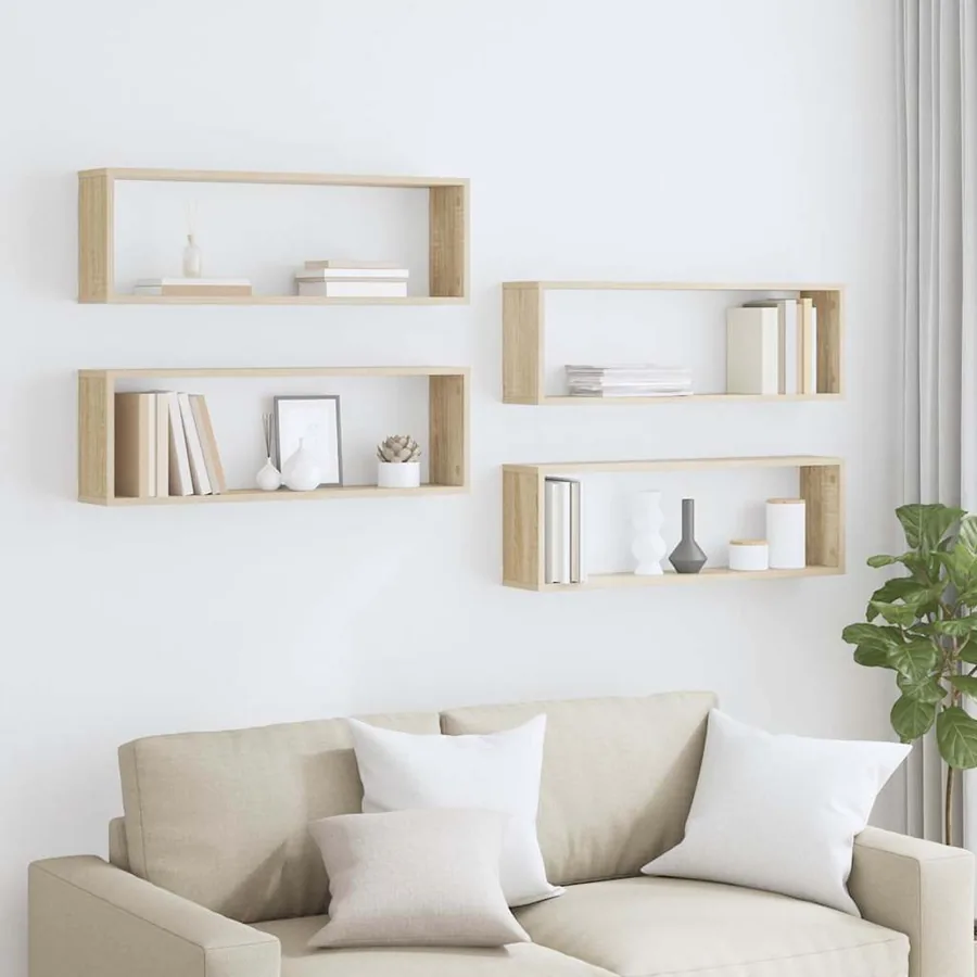 Wall cube shelves 4 pcs Sonoma oak 80x15x26.5 cm - 3
