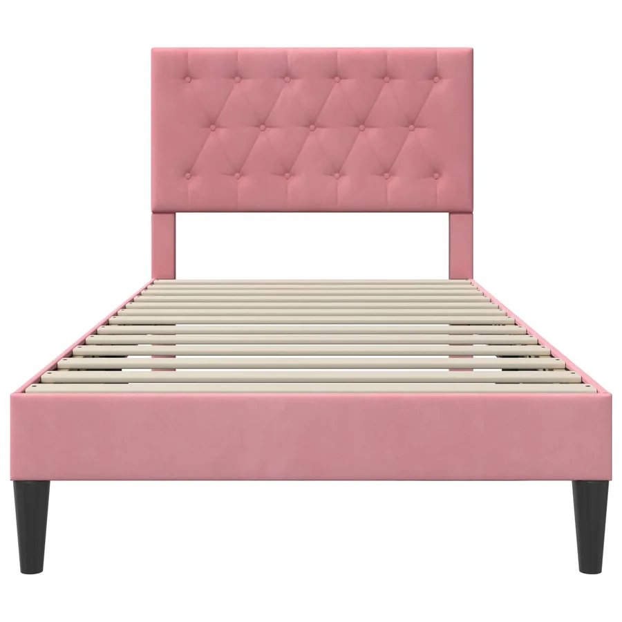 Cadre de lit avec tête de lit Rose 90 x 190 cm Velours - 4