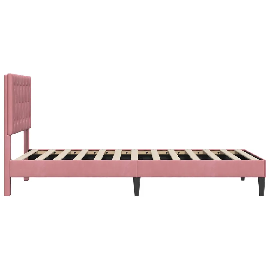 Cadre de lit avec tête de lit Rose 90 x 190 cm Velours - 5