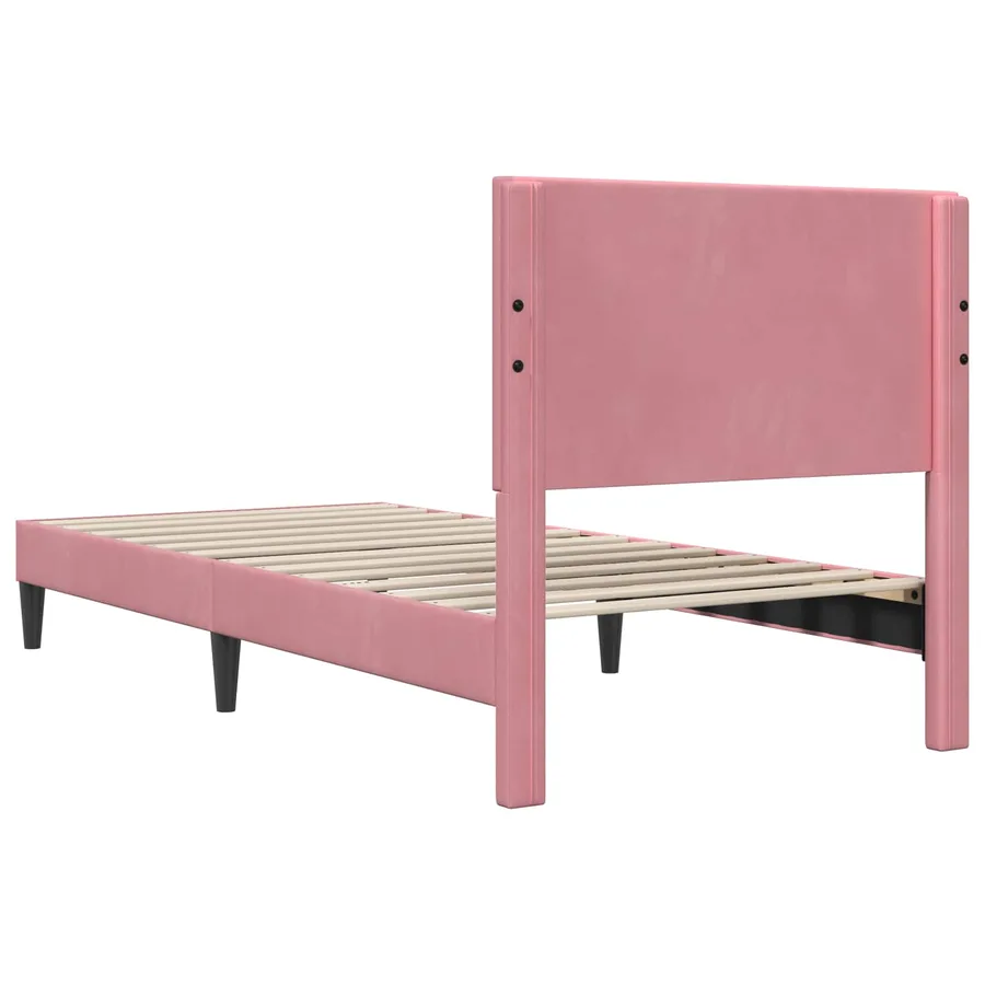 Cadre de lit avec tête de lit Rose 90 x 190 cm Velours - 6