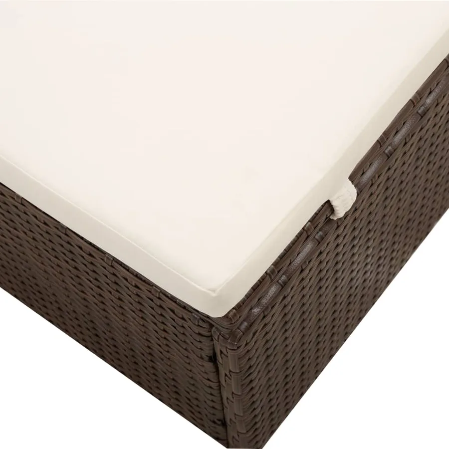 Chaise longue avec auvent et coussin Résine tressée Gris - 27