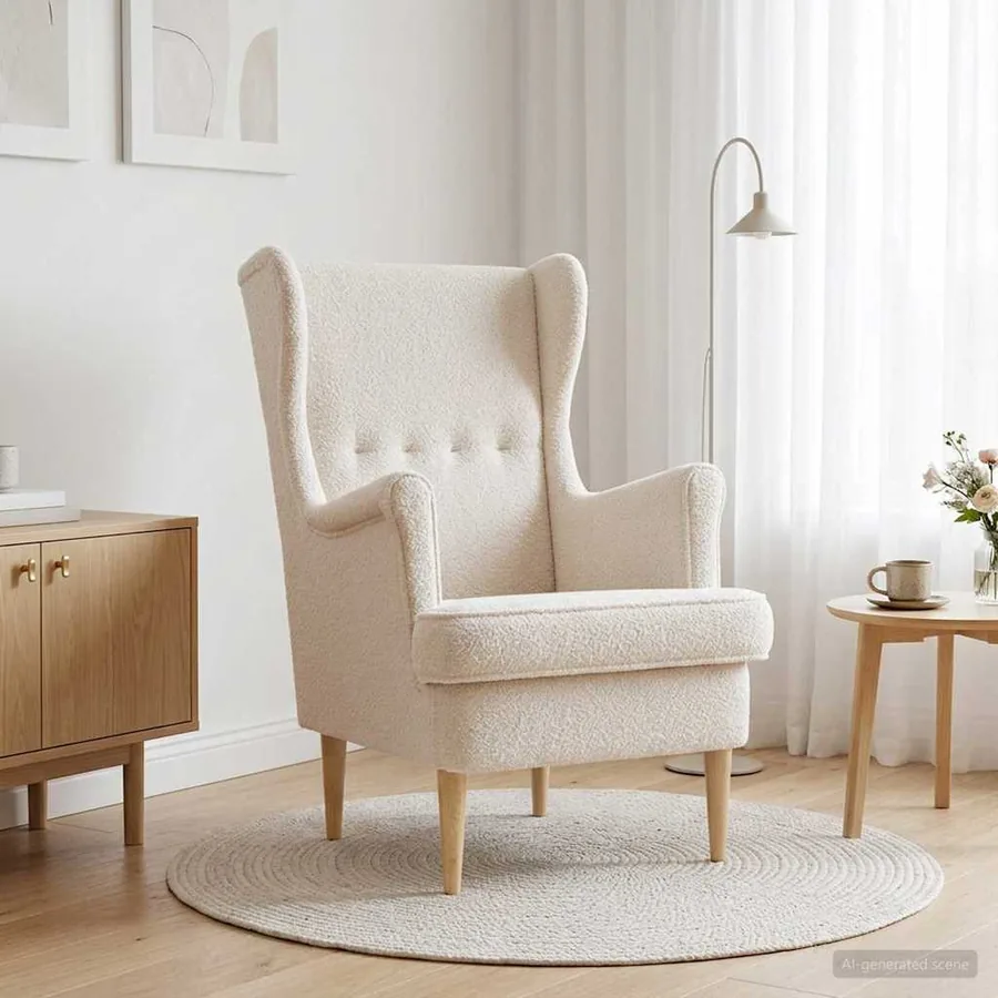 Fauteuil Crème Bouclé