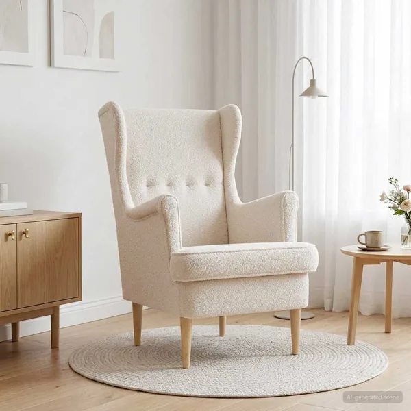 Fauteuil Crème Bouclé