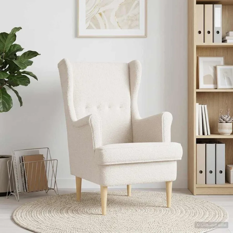 Fauteuil Crème Bouclé - 3