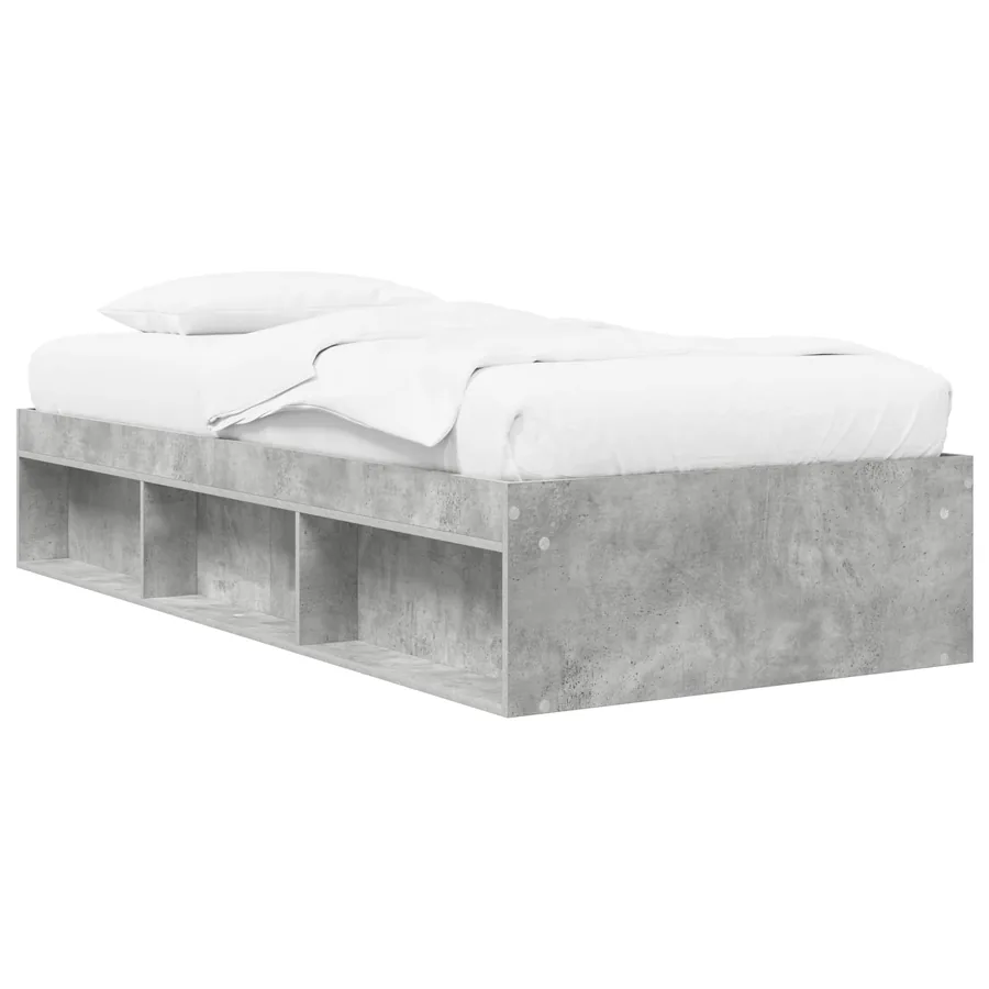 Cadre de lit avec rangement avec étagère Gris béton 80 x 200 cm