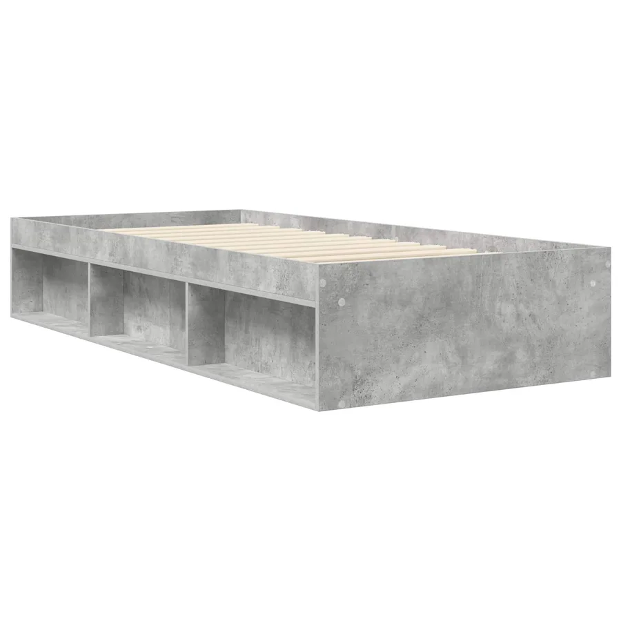 Cadre de lit avec rangement avec étagère Gris béton 80 x 200 cm - 2