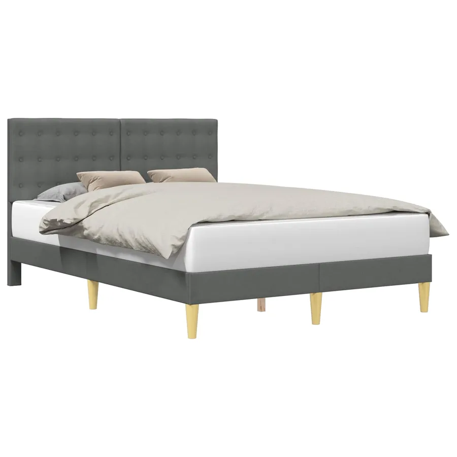 Cadre de lit avec tête de lit Gris foncé 140 x 190 cm Tissu - 2
