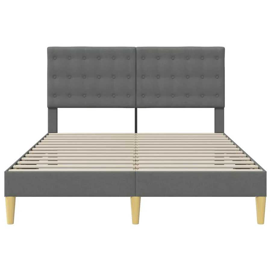 Cadre de lit avec tête de lit Gris foncé 140 x 190 cm Tissu - 4