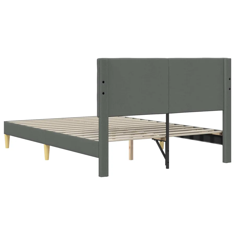 Cadre de lit avec tête de lit Gris foncé 140 x 190 cm Tissu - 6