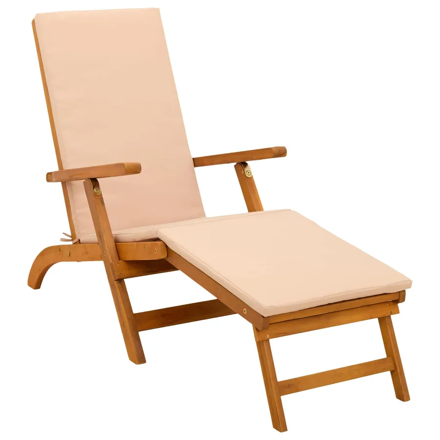 Chaise longue inclinable et pliable 3 pcs Beige - 5