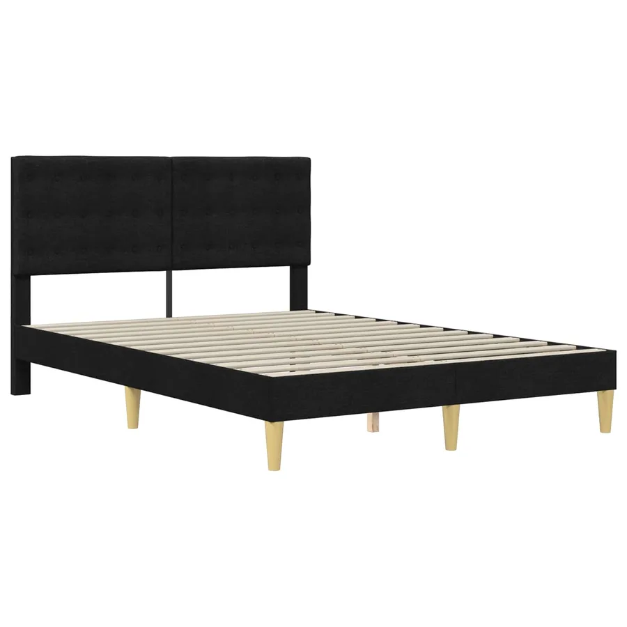 Cadre de lit avec matelas Noir 140 x 200 cm Tissu - 4