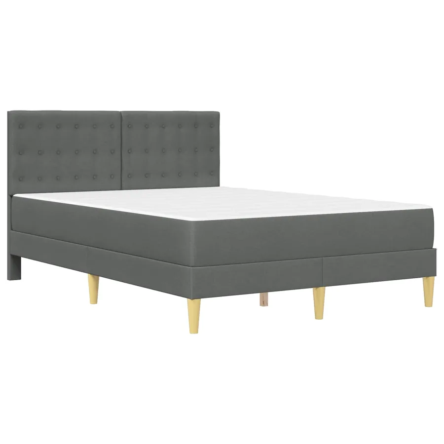 Cadre de lit avec matelas Gris foncé 120 x 190 cm Tissu - 3
