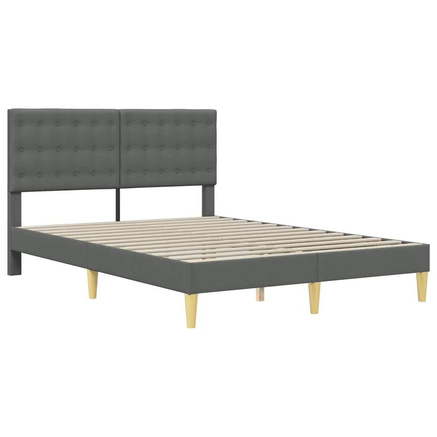 Cadre de lit avec matelas Gris foncé 120 x 190 cm Tissu - 4