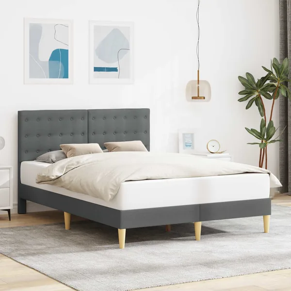 Cadre de lit avec tête de lit Gris foncé 120 x 200 cm Tissu
