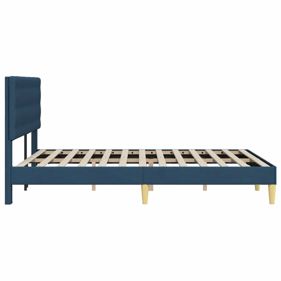 Cadre de lit avec tête de lit Bleu 140 x 200 cm Tissu - 5