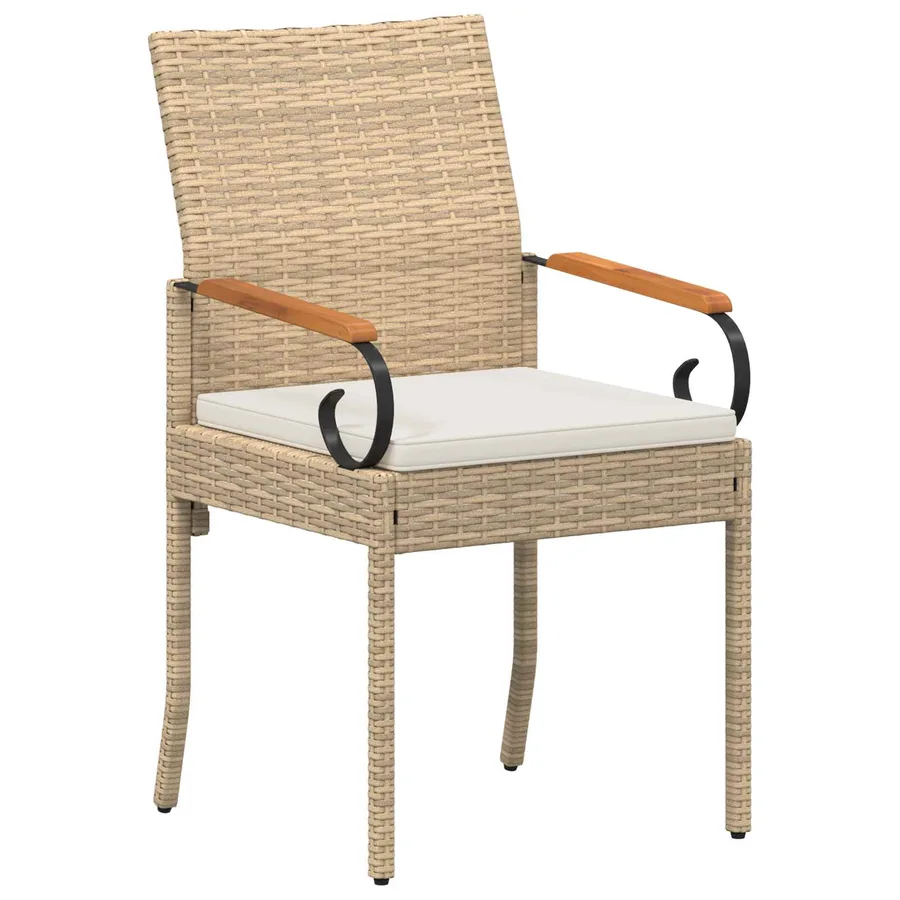 Chaises de jardin avec coussin 4 pcs Beige et blanc crème - 4