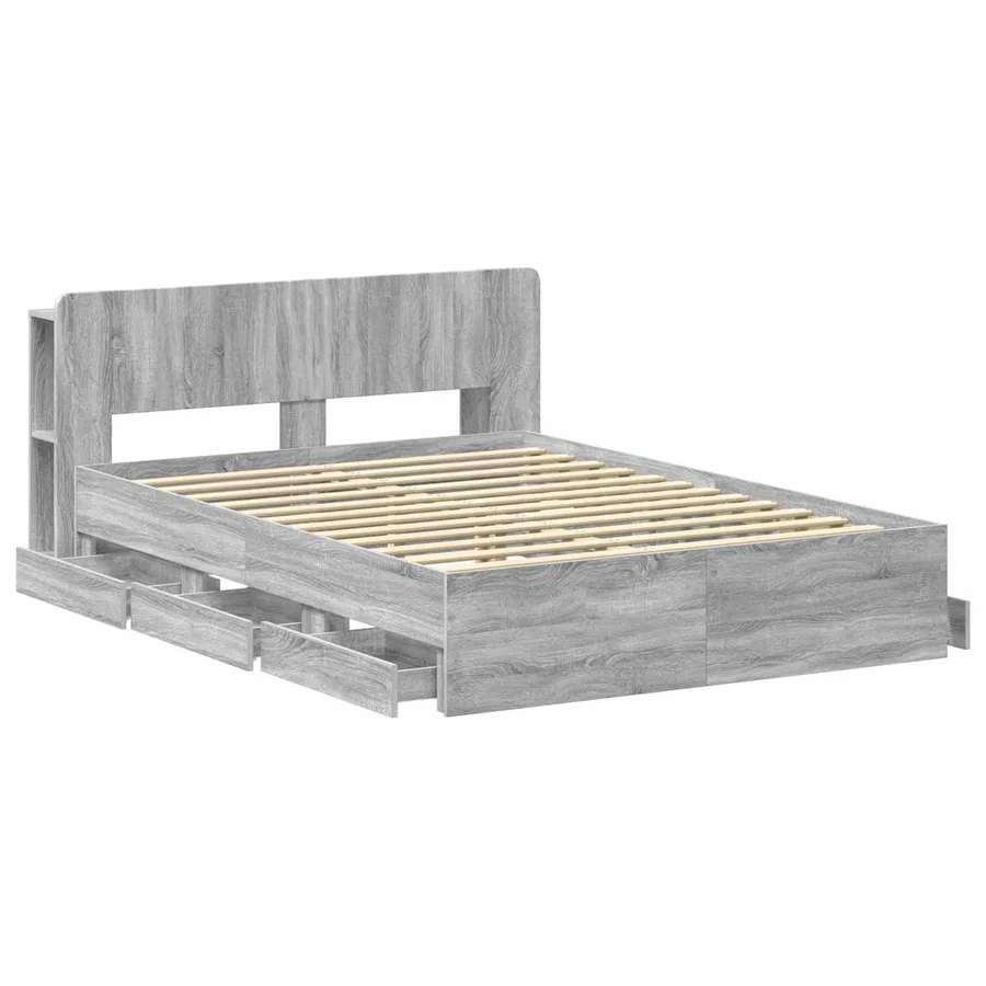 Cadre de lit avec rangement Sonoma gris 150 x 200 cm - 4