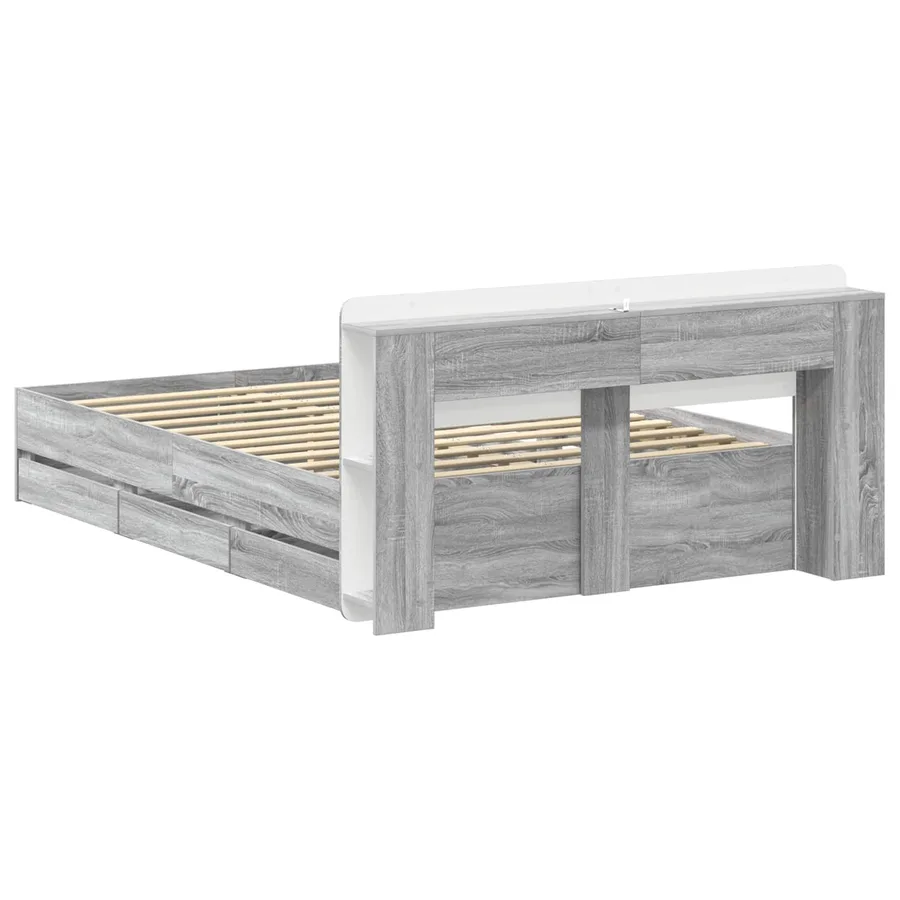 Cadre de lit avec rangement Sonoma gris 150 x 200 cm - 6