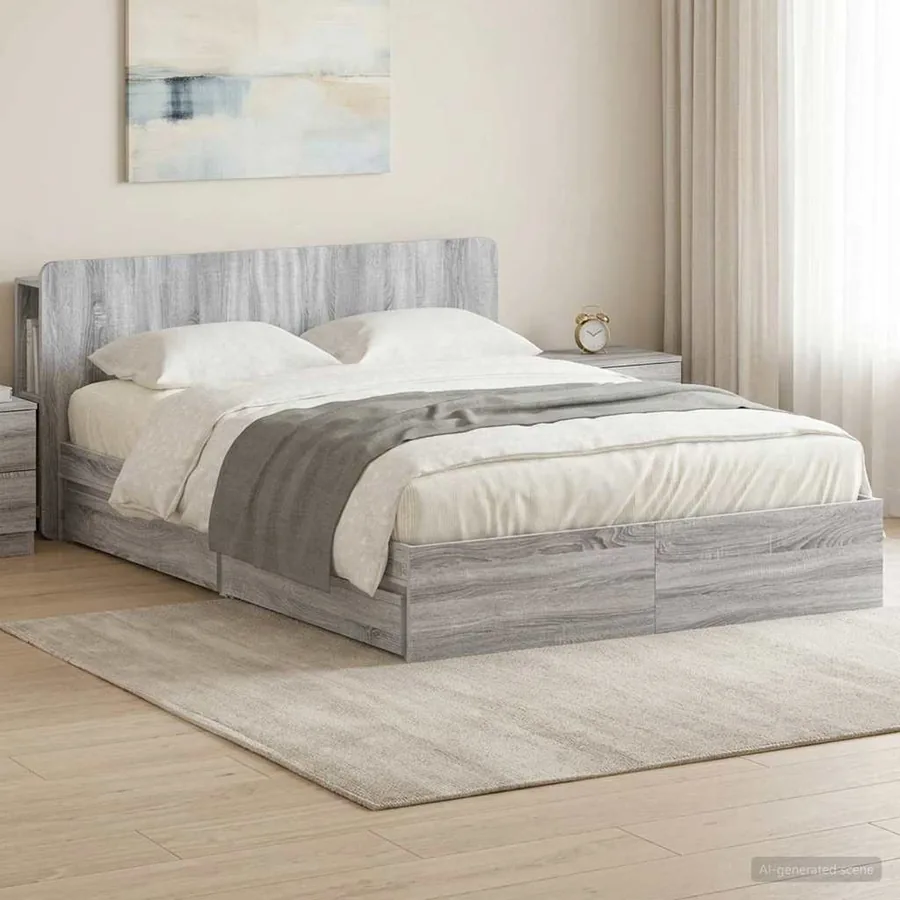 Cadre de lit avec rangement Sonoma gris 160 x 200 cm