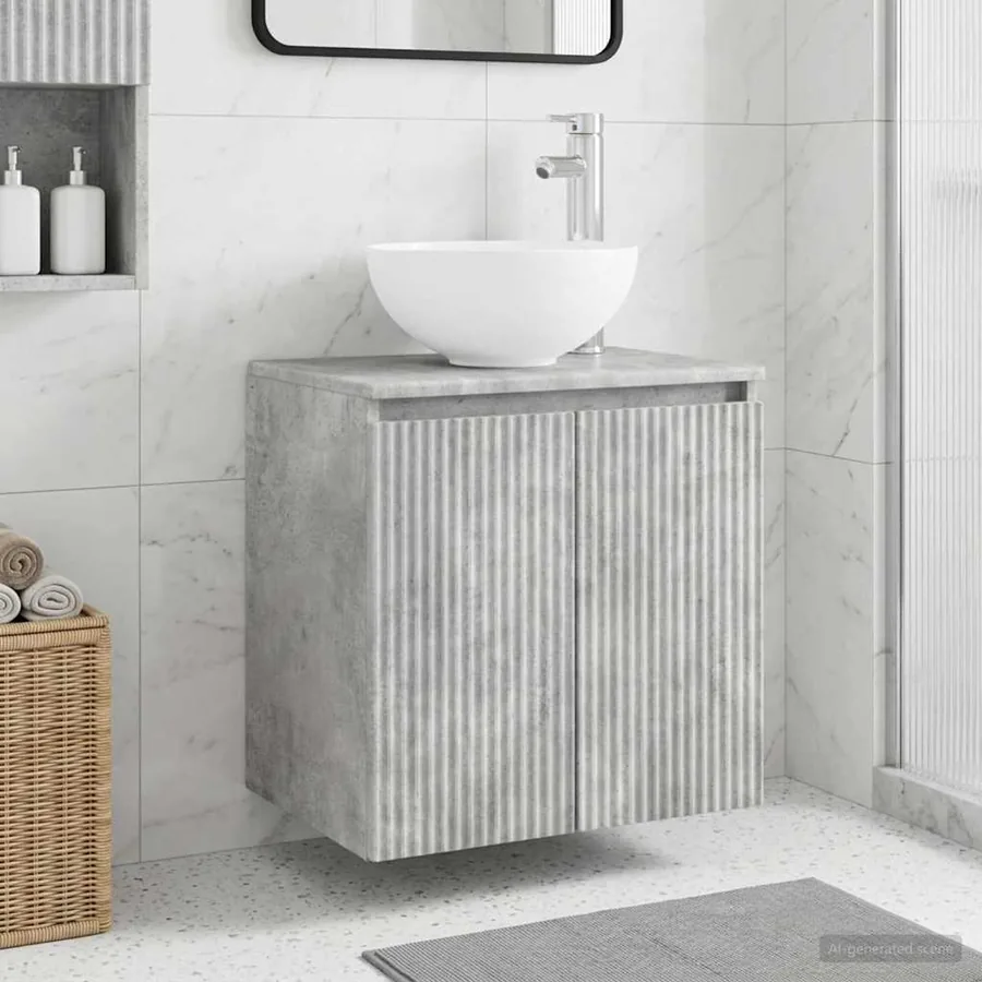 Vanité de lavabo mural Gris béton 49,5 x 41 x 64,5 cm