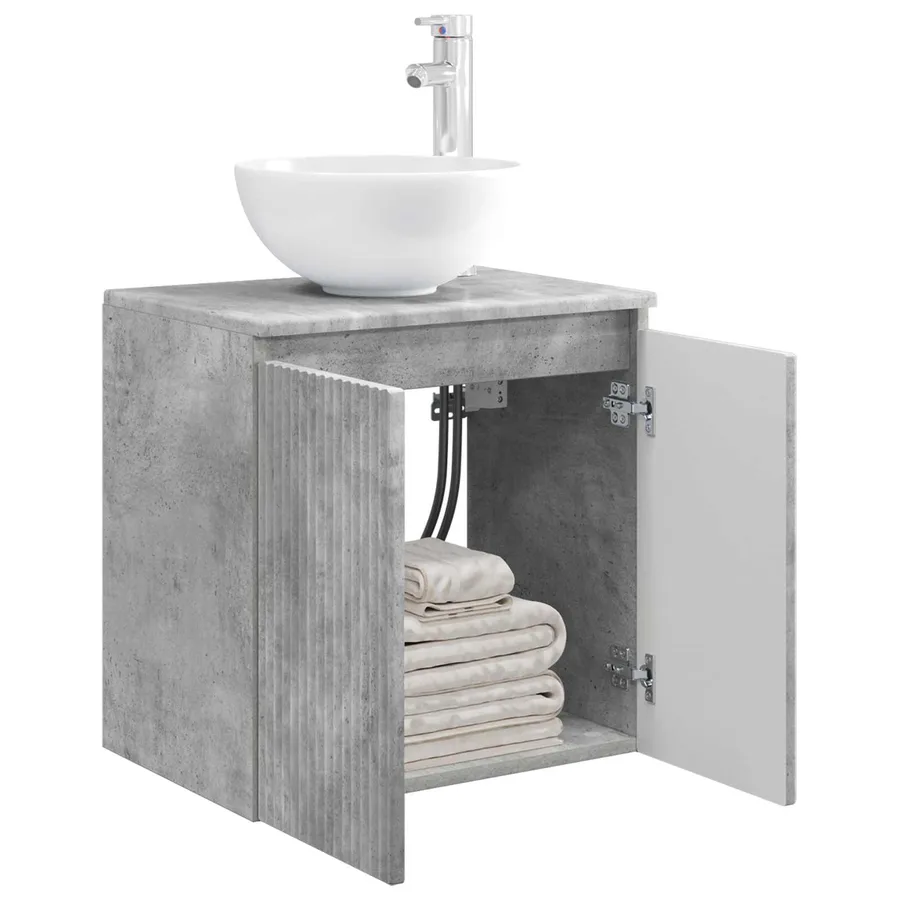 Vanité de lavabo mural Gris béton 49,5 x 41 x 64,5 cm - 3