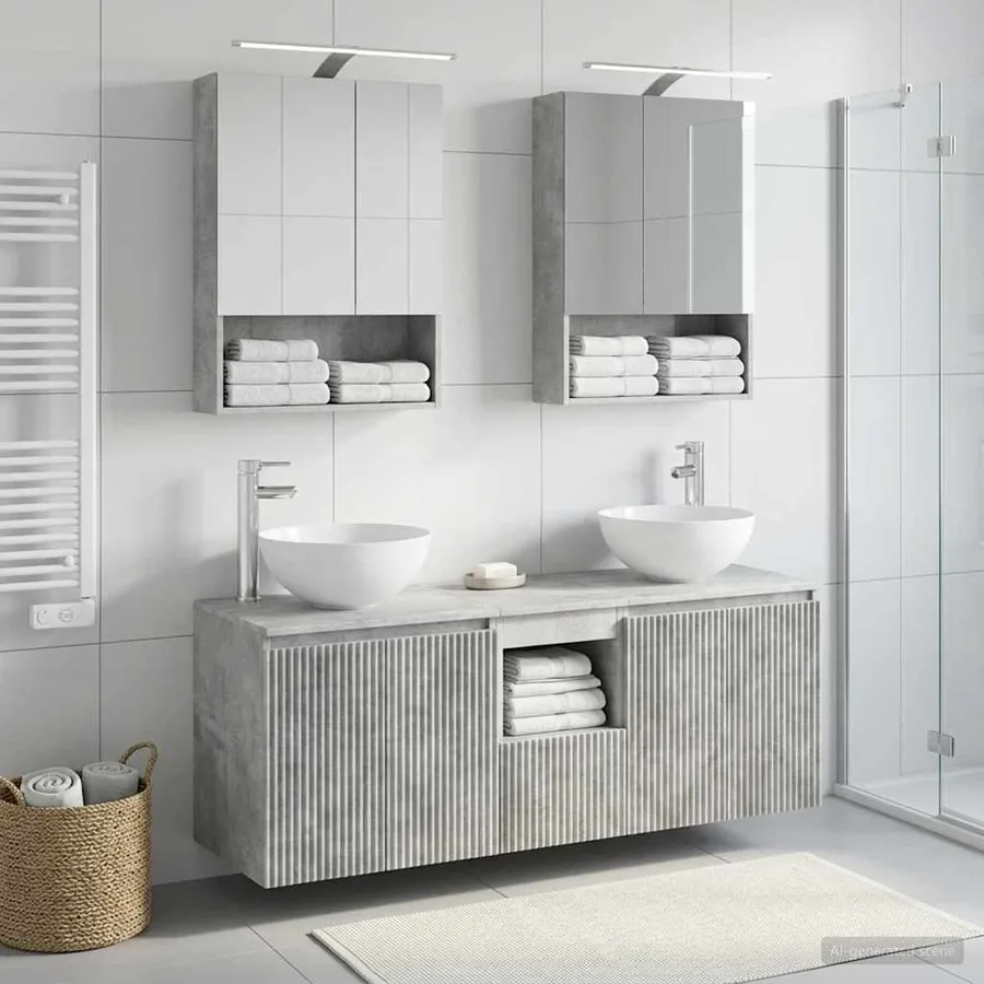 Ensemble d'armoire de salle de bain 5 pcs Gris béton - 4