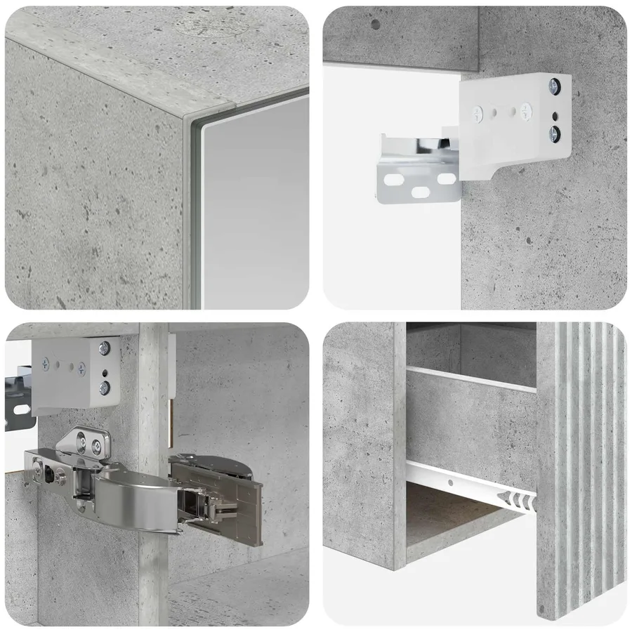 Ensemble d'armoire de salle de bain 5 pcs Gris béton - 9