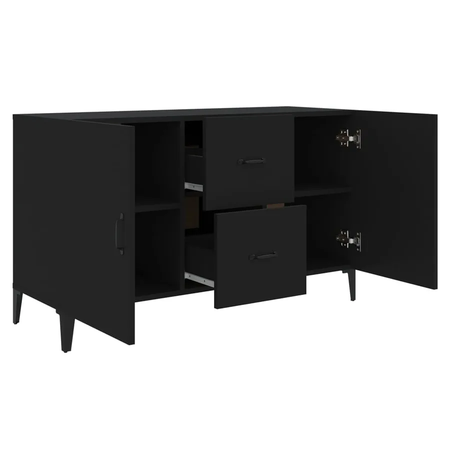 Buffet noir 100x36x60 cm bois d'ingénierie - 7