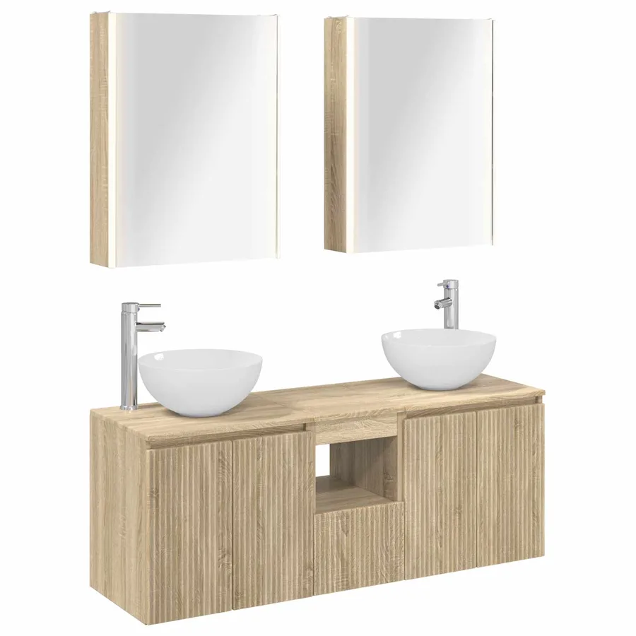 Ensemble d'armoire de salle de bain 5 pcs Chêne Sonoma - 2