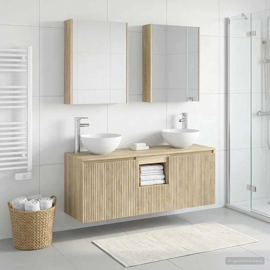Ensemble d'armoire de salle de bain 5 pcs Chêne Sonoma - 4