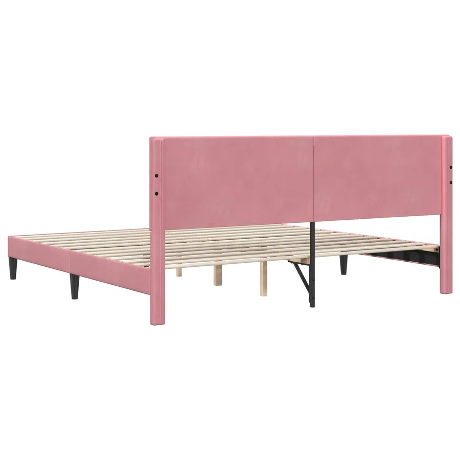 Cadre de lit avec tête de lit Rose 200 x 200 cm Velours - 6