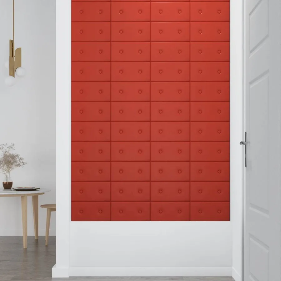 Tête de lit murale 12 pcs Rouge 30 x 15 cm Simili cuir - 3