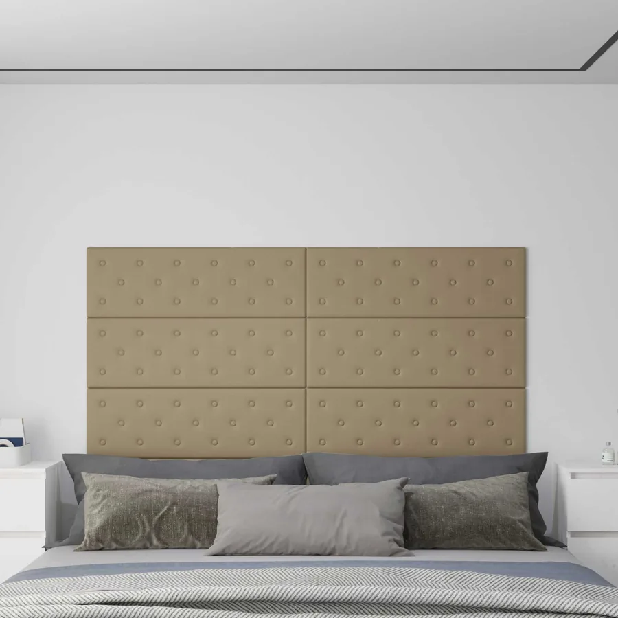 Tête de lit murale 12 pcs Cappuccino 90 x 30 cm Simili cuir