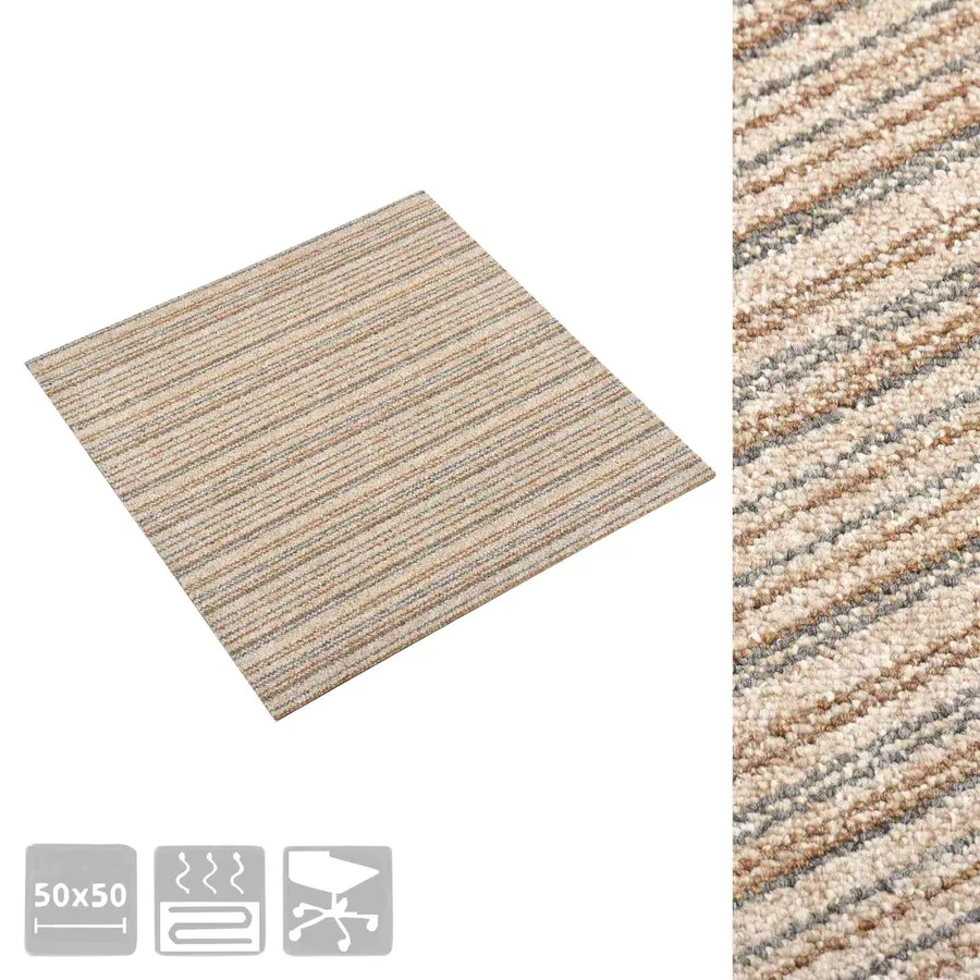 Tapis 20 pcs Beige rayé 50 x 50 cm 100% Polypropylène - 7