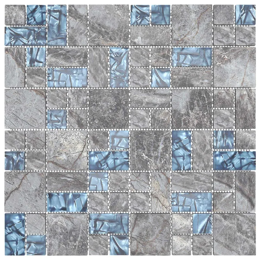 Carrelage en mosaïque 11 pcs Gris et bleu 50 x 50 cm Verre - 3