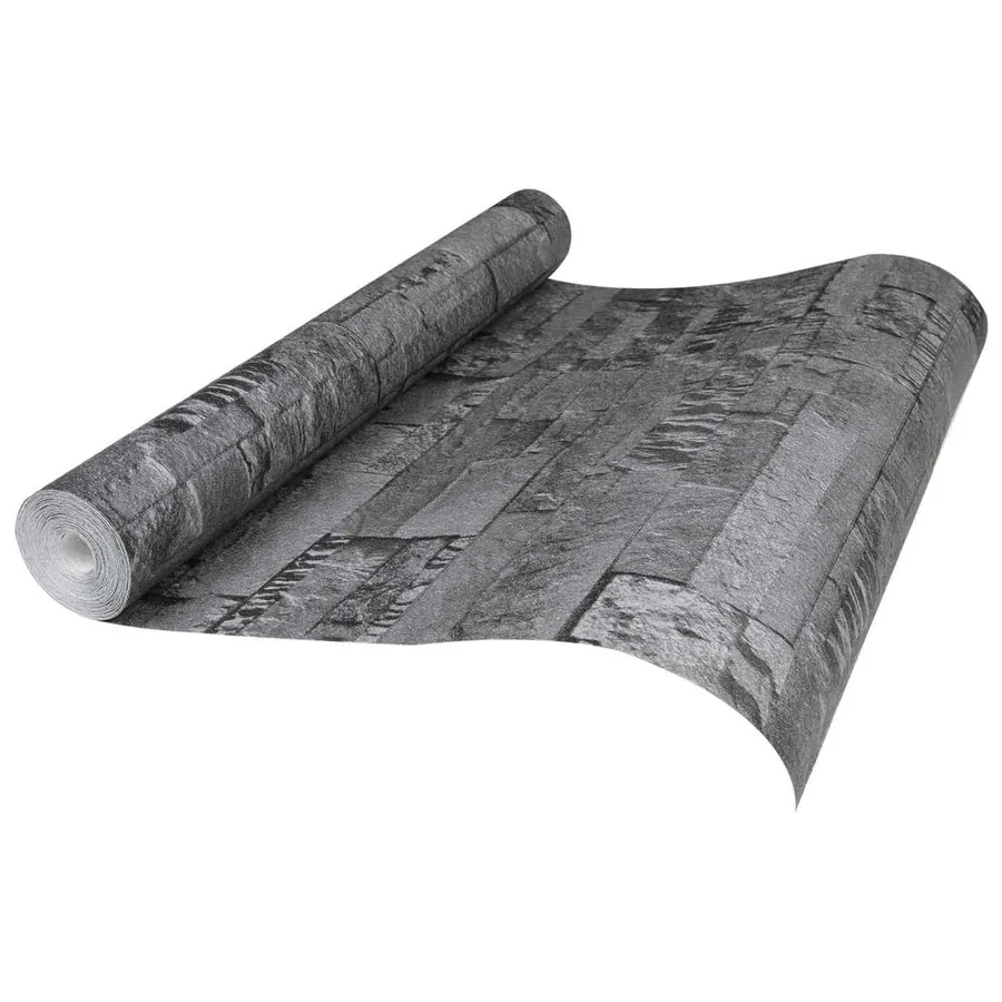 Papier peint en pierre 3D Noir 10 x 0,53 m Tissu non tissé