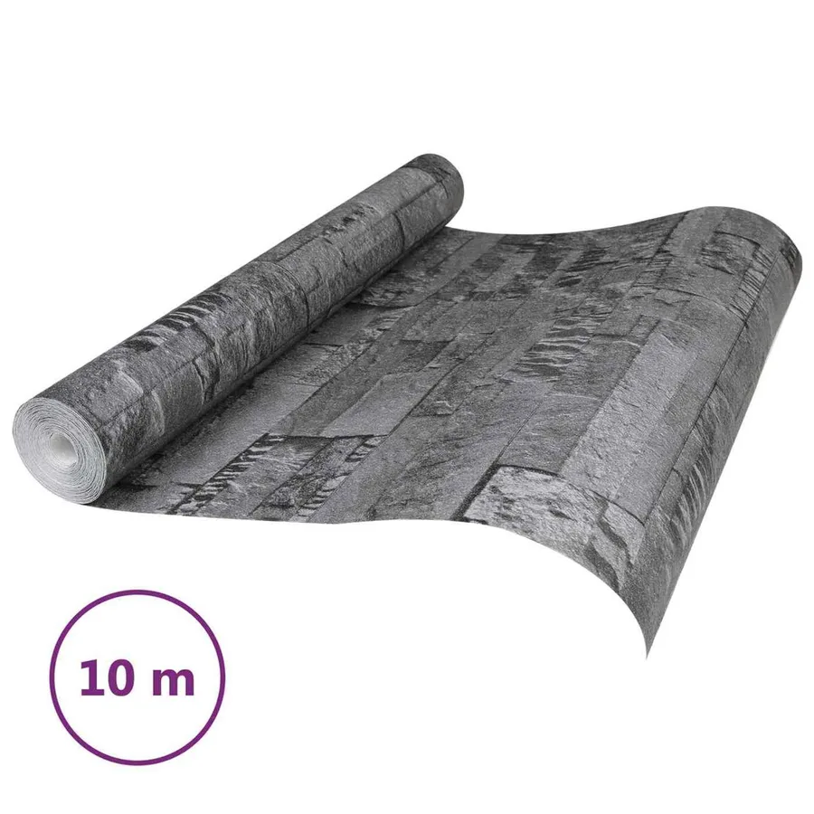 Papier peint en pierre 3D Noir 10 x 0,53 m Tissu non tissé - 2