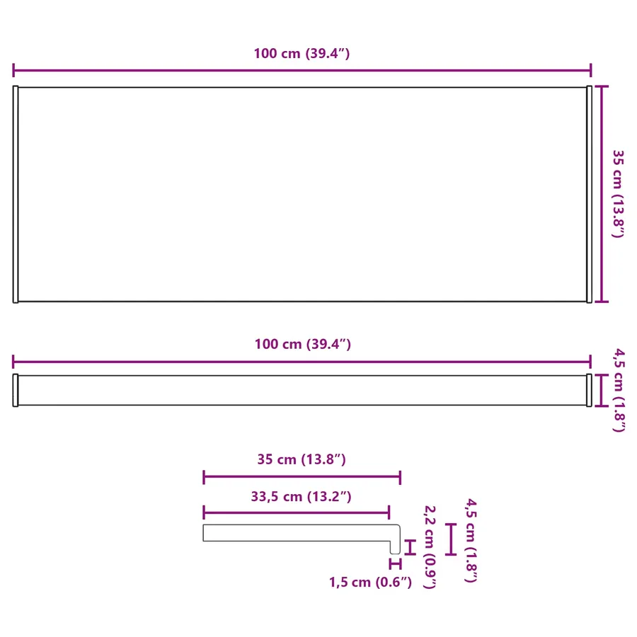 Appui de fenêtre Blanc 100 x 35 x 4,5 cm PVC - 13