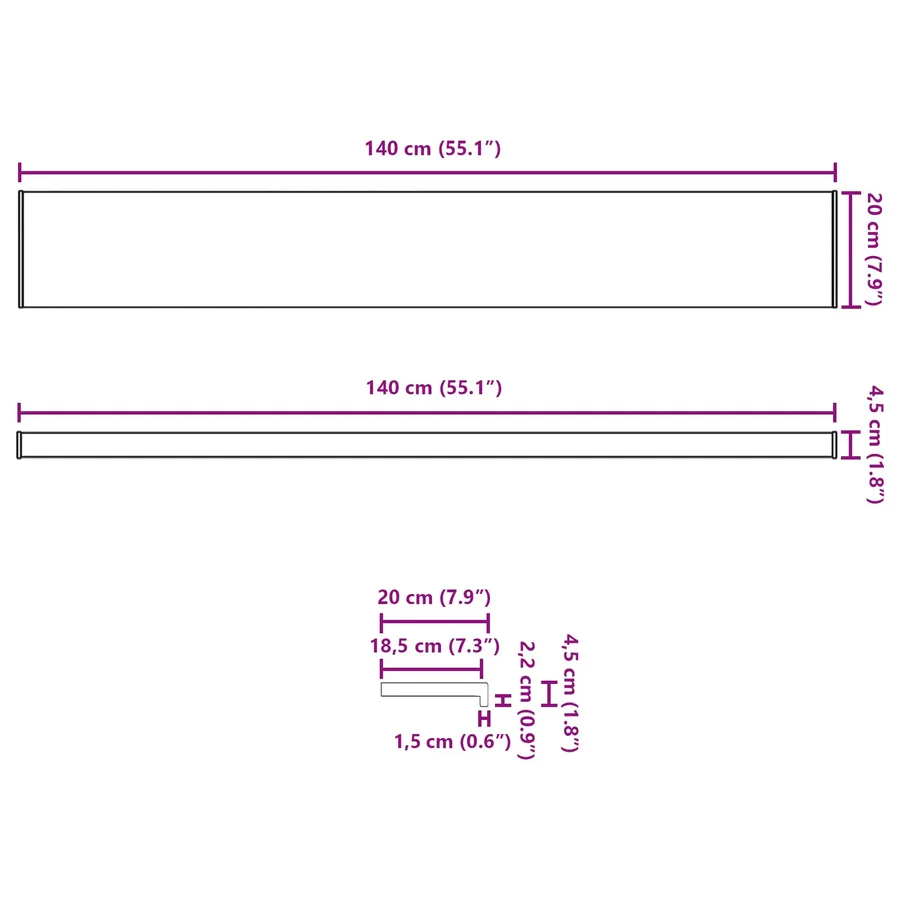 Appui de fenêtre Blanc 140 x 20 x 4,5 cm PVC - 13