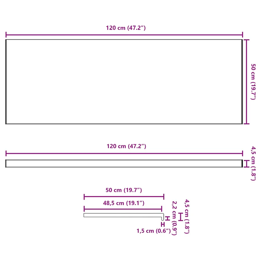 Appui de fenêtre Bois marron 120 x 50 x 4,5 cm PVC - 13