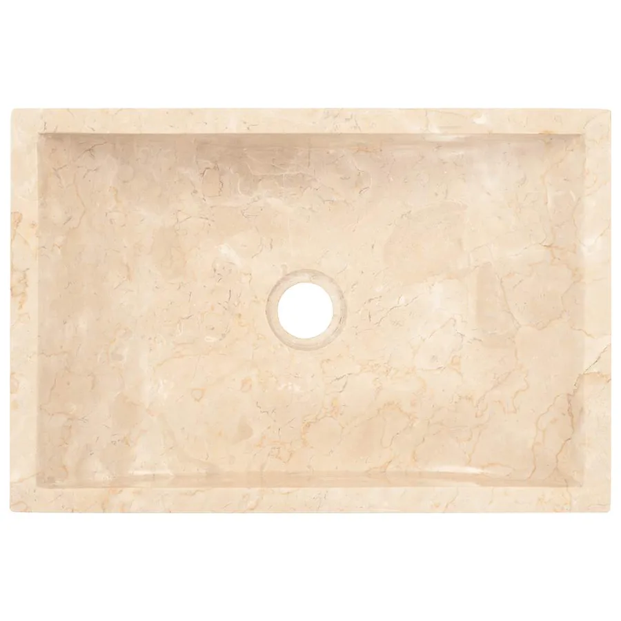 Armoire de salle de bain et lavabos en marbre crème Teck massif - 10