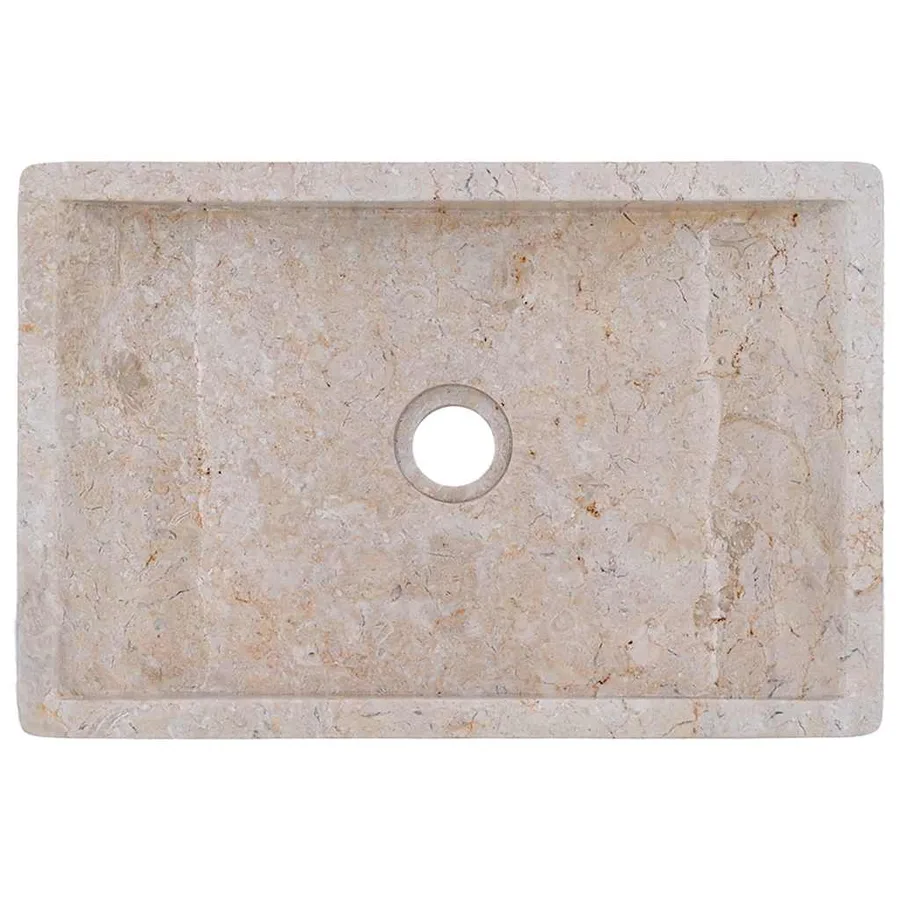 Armoire de salle de bain et lavabos en marbre crème Teck massif - 15