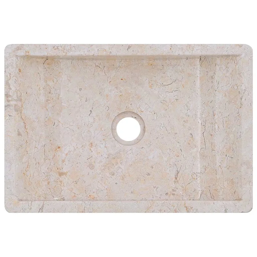 Armoire de salle de bain et lavabos en marbre crème Teck massif - 18