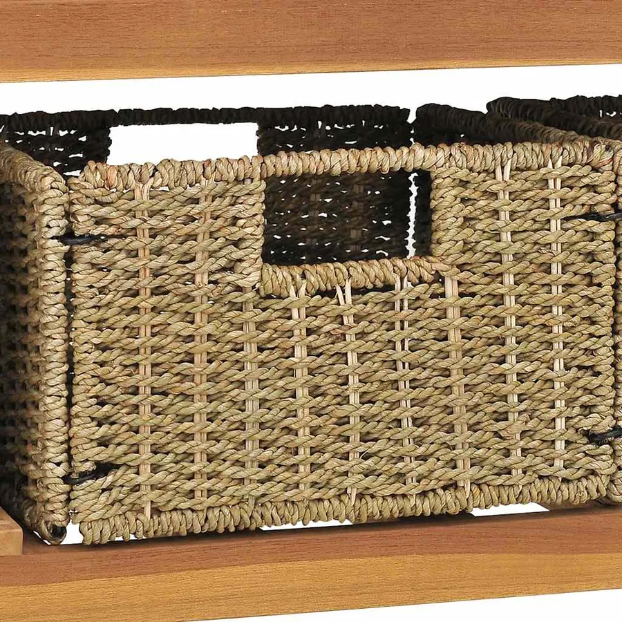 Armoire de salle de bain et lavabos en marbre crème Teck massif - 5