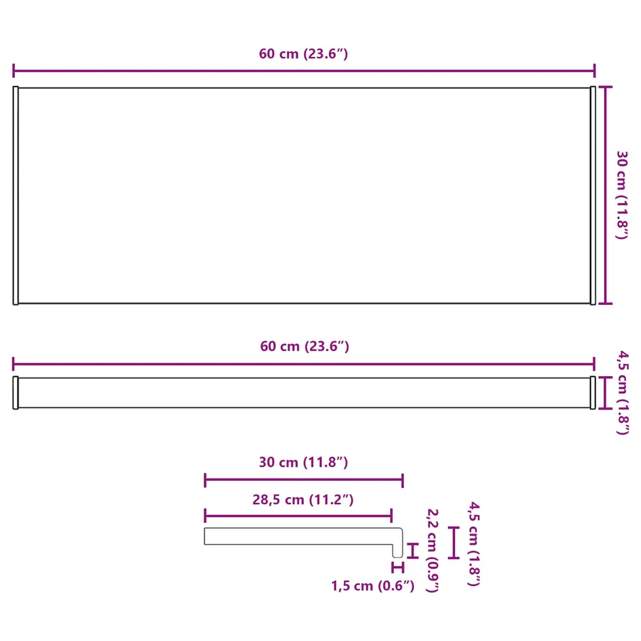 Appui de fenêtre Texture marbre 60 x 30 x 4,5 cm PVC - 13