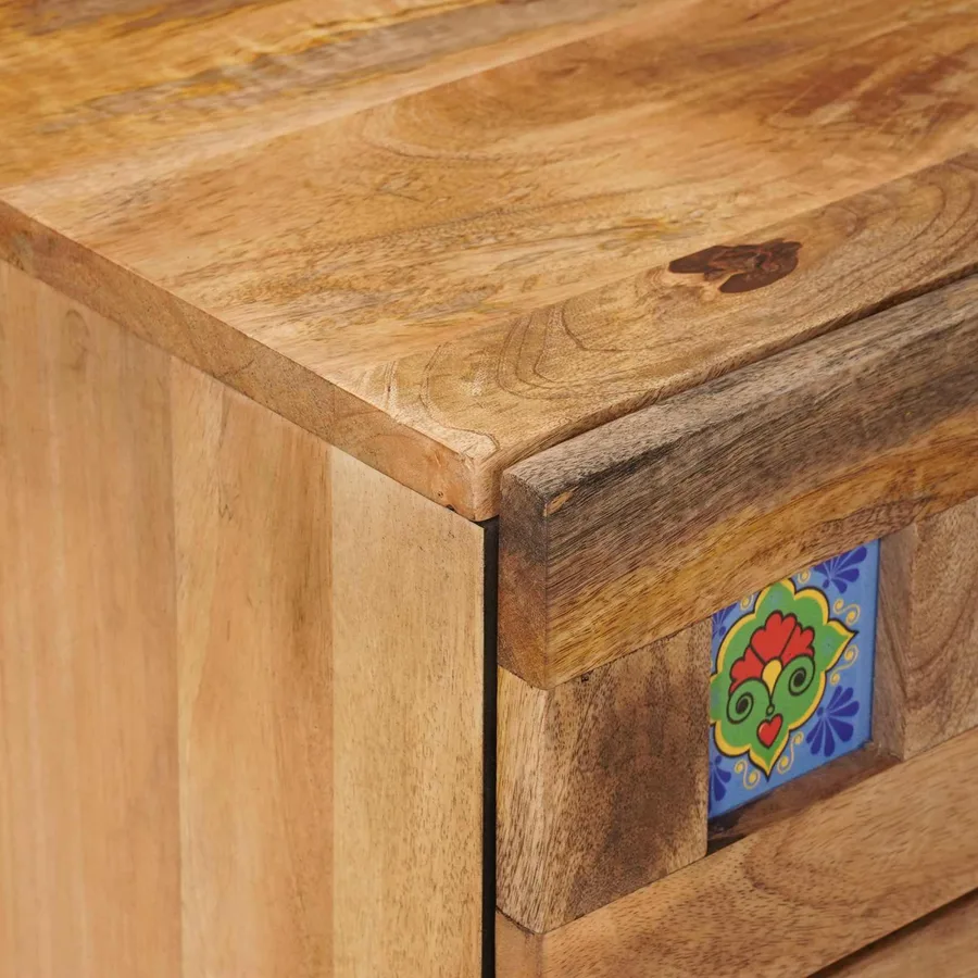 Cabinet de chevet Naturel 50 x 33 x 62 cm Bois de mangue massif - 6