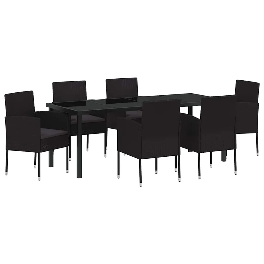 Ensemble de salle à manger pour jardin 7 pcs Noir polyrotin - 2