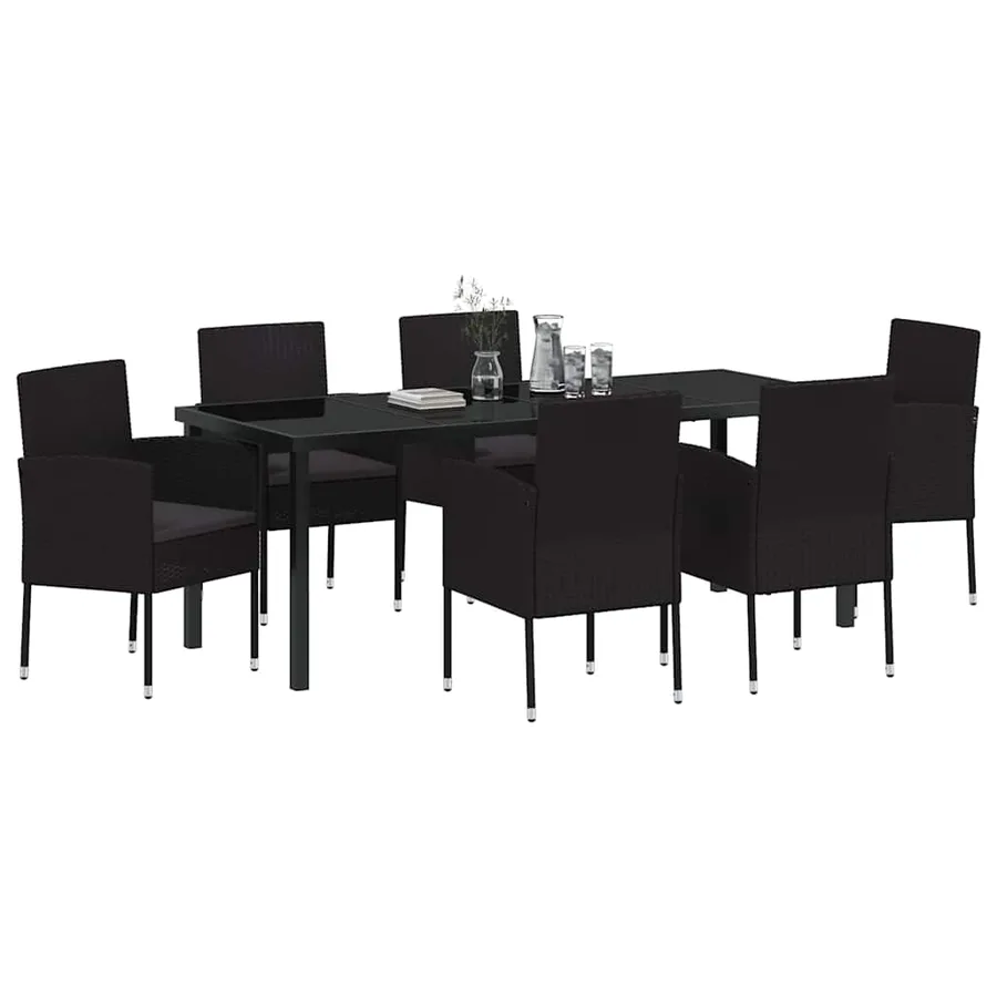 Ensemble de salle à manger pour jardin 7 pcs Noir polyrotin - 3
